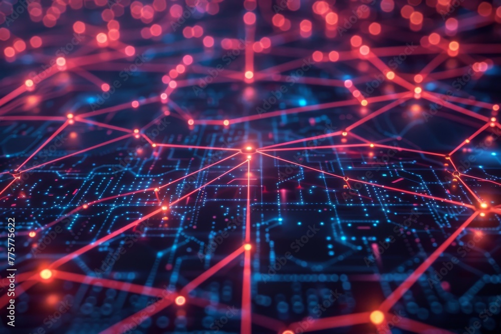 Holographic glowing diagram of the digital ecosystem of corporate ...