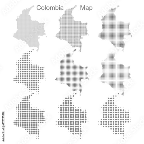 Colombia Dotted map in different dot sizes