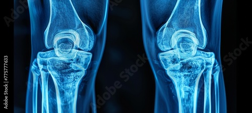 X-ray visual human bone knee anatomy. Medical treatment healthcare concept. Generative AI technology. © Hero Design