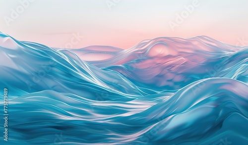 Wavelike forms resembling a glacier in pastel tones. The concept of tranquility and softness of nature.