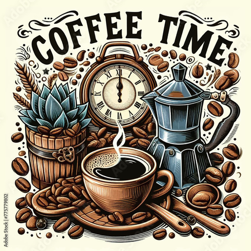Vector Design of Coffee Time Design 