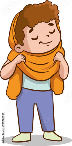  vector illustrations of children wearing clothes .children changing dresses and trousers.