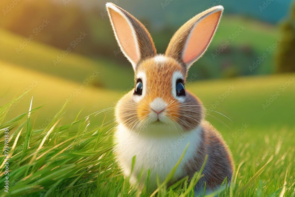 Adorable rabbit in the grass. Adorable rabbit in the grass.