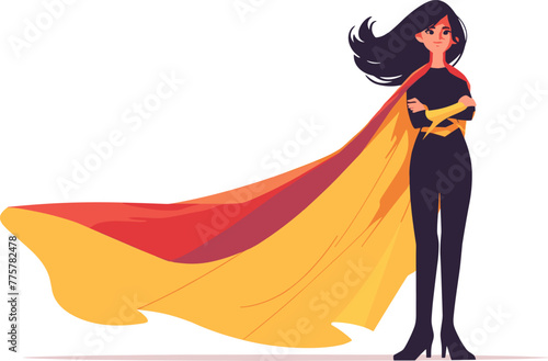 Mysterious Woman with Flowing Superhero Cape