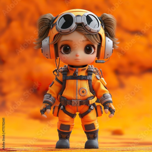A Girl In A Parachutist Costume.  Illustration On The Theme Of Fantasy, Comics And Cartoons. Generative AI