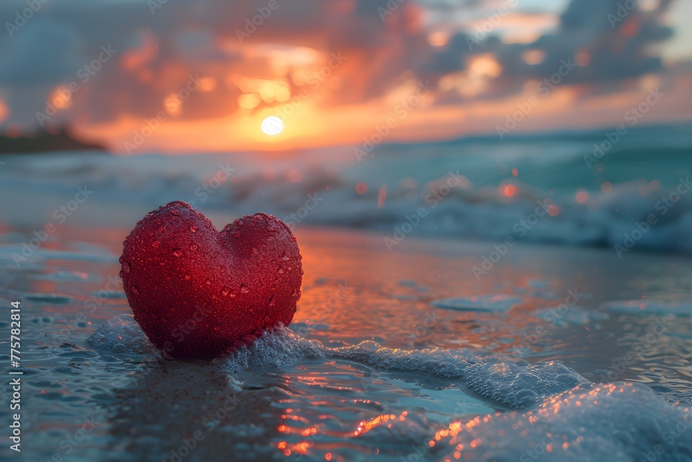 Fototapeta premium Heart Shaped Object on Sandy Beach