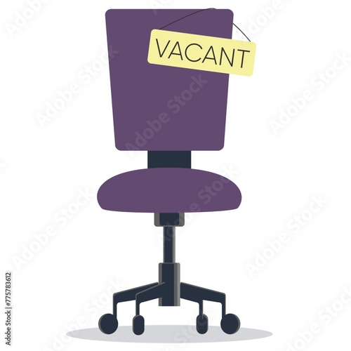 Composition with office chair and a sign vacant