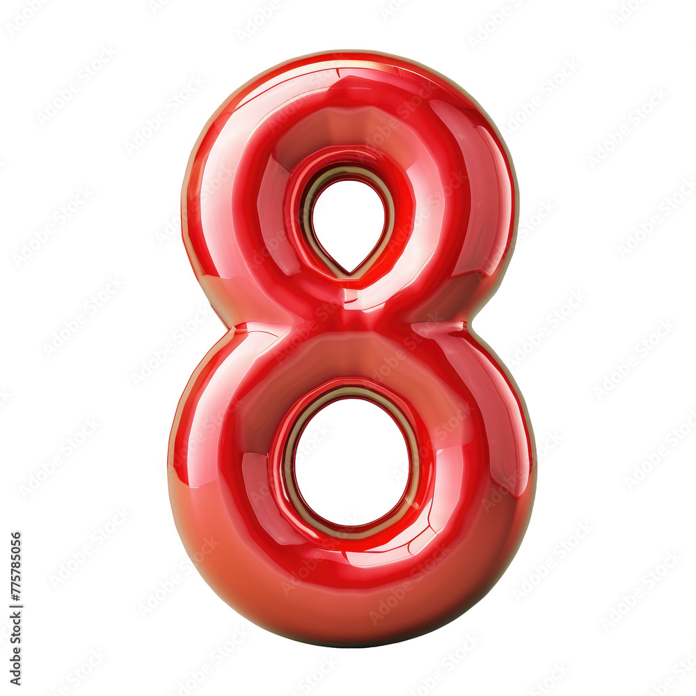 A red number eight on a transparent Background A red number eight on a transparent Background
