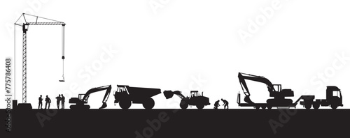 Baumaschinen auf der Baustelle isoliert auf weißem Hintergrund. illustration photo