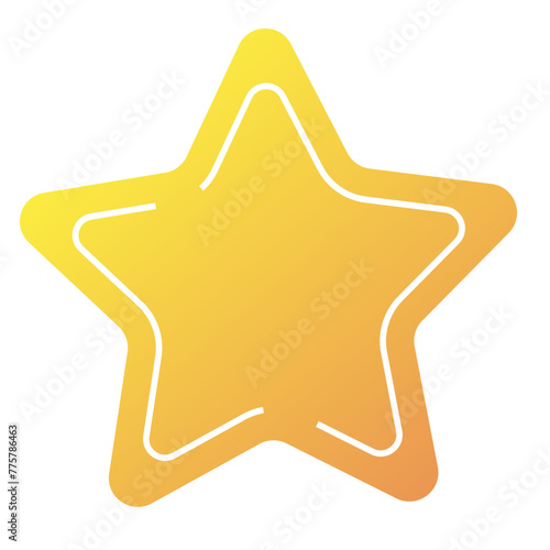Yellow star shape paper sticker label