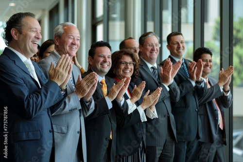 Business Executives Clapping in Corporate Celebration