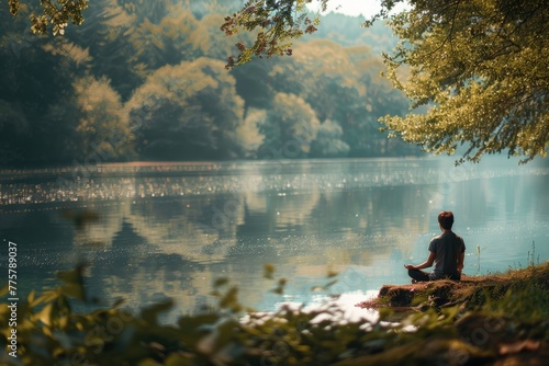 Tranquil Meditation: A Quiet Moment by the Water