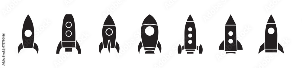 Spaceship, rocket icon set. Vector EPS 10