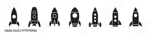 Spaceship, rocket icon set. Vector EPS 10