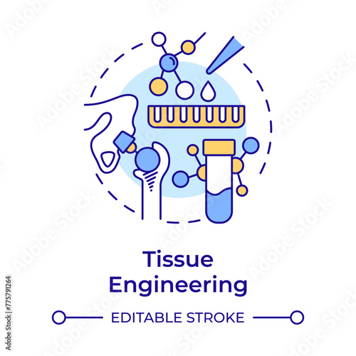 Tissue engineering multi color concept icon. Organ regeneration. Health technology. Biotechnology. Round shape line illustration. Abstract idea. Graphic design. Easy to use in presentation