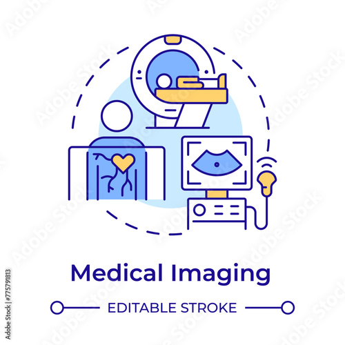 Medical imaging multi color concept icon. Non invasive procedures. MRI scanner. Healthcare services. Round shape line illustration. Abstract idea. Graphic design. Easy to use in presentation