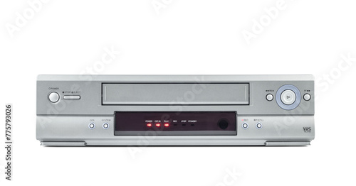 Old VHS video recorder, front view, isolated on a transparent background png photo