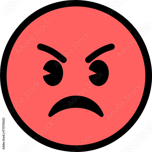 enraged face emoji sticker, red circle angry expression sticker