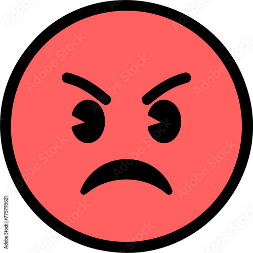 Obraz na plátně enraged face emoji sticker, red circle angry expression sticker