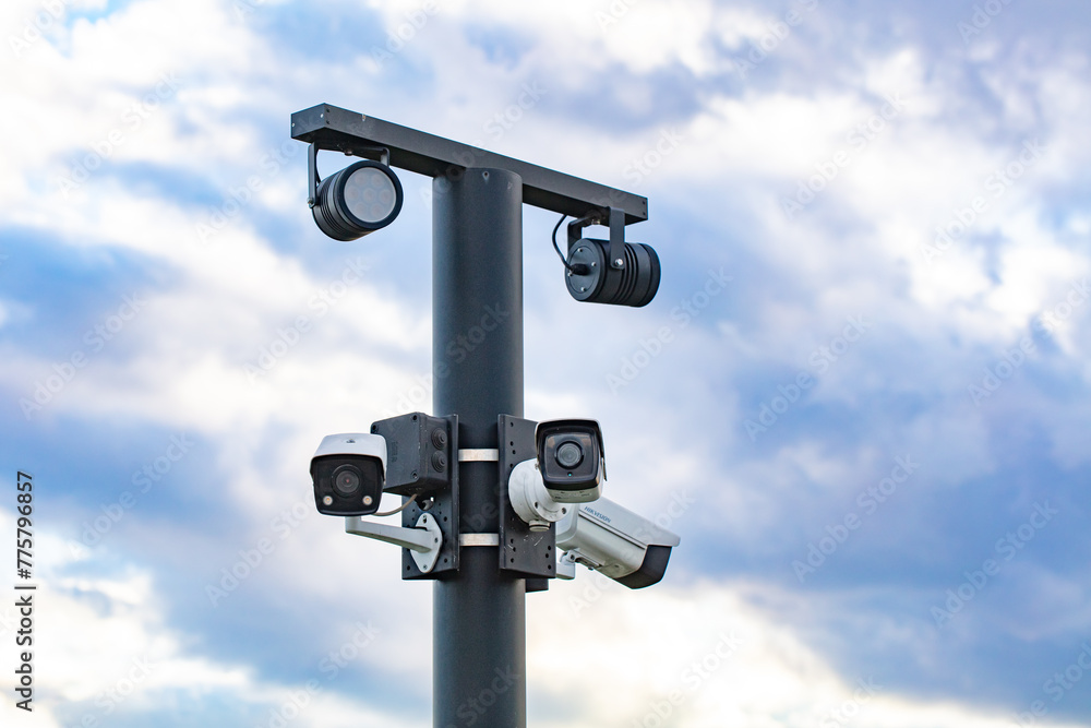 Hikvision video surveillance cameras on pole Hikvision video surveillance cameras on pole
