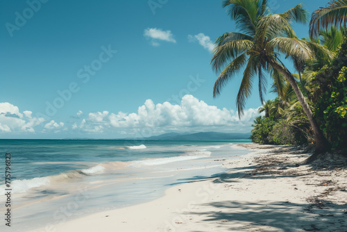 Deserted tropical beach with white sand © Juri