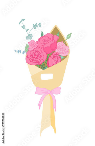 bouquet of pink roses and peonies 
