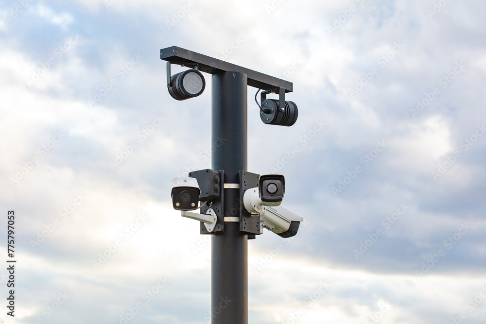 Hikvision video surveillance cameras on pole Hikvision video surveillance cameras on pole