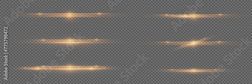 
Horizontal glare of light. Laser light stripes and effects. On a transparent background.