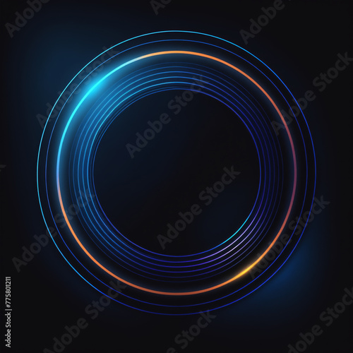A black background with a blue, red, and orange glowing circle in the center.