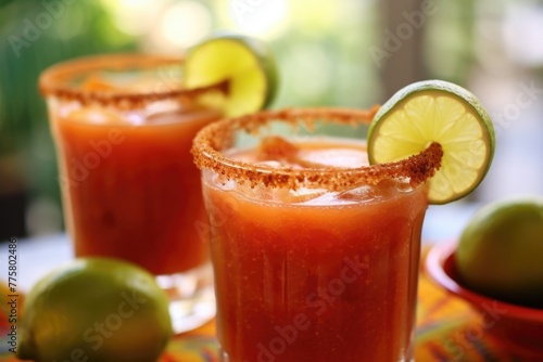 Spicy Michelada Cocktail with Lime photo