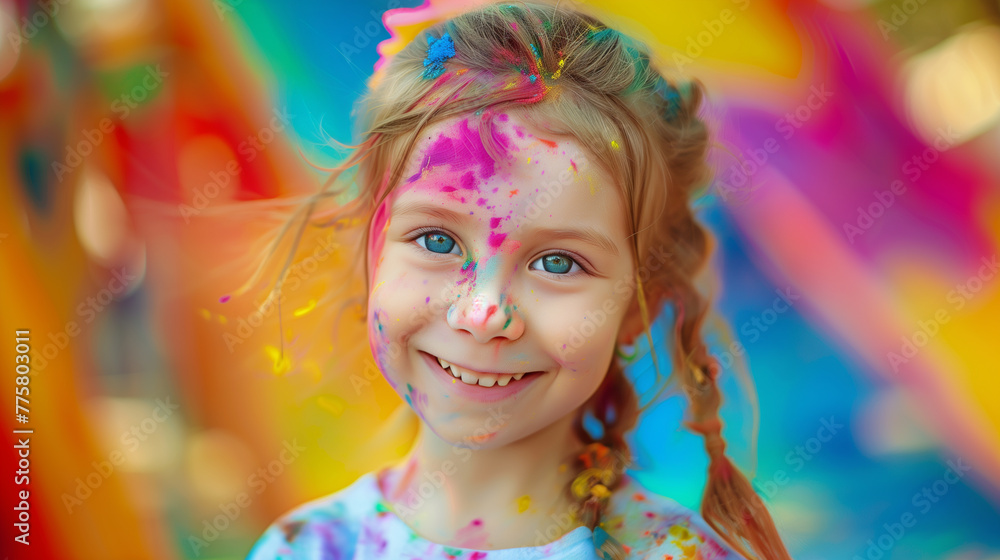 Cheerful girl at the festival of colors Holi Cheerful girl at the festival of colors Holi