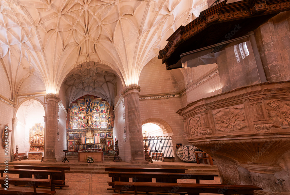 BOLEA HUESCA ARAGON SPAIN. Gothic collegiate church. Church The collegiate church of Santa María la Mayor in the town of Bolea, province of Aragon, Spain. bolea cherries
