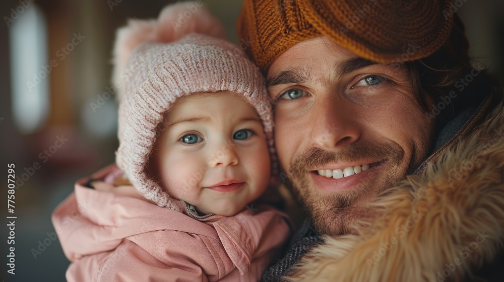 Portrait of a father holding his young daughter. Global Day of Parents Portrait of a father holding his young daughter. Global Day of Parents