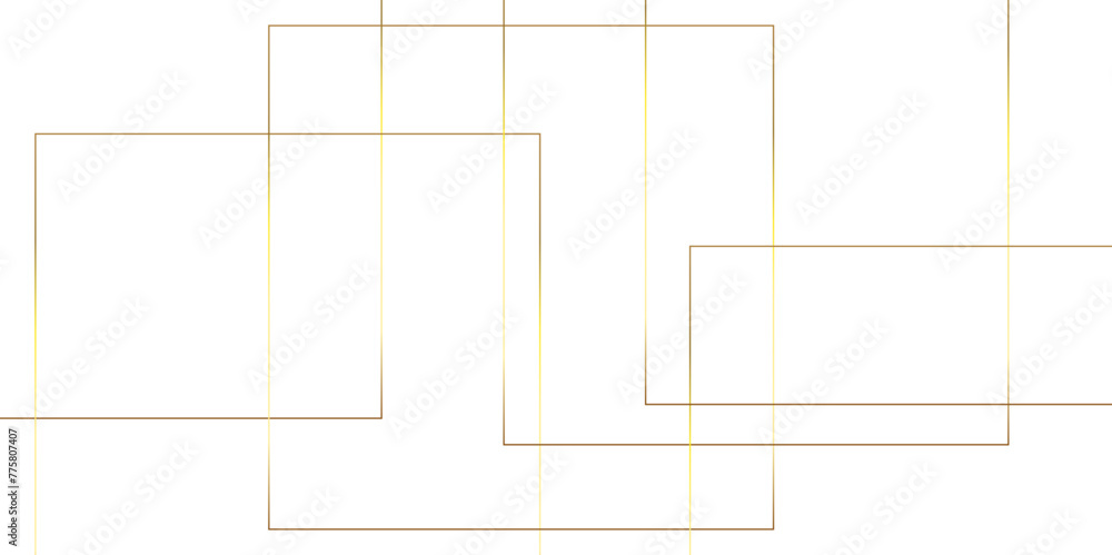 Seamless random geometric golden square lines pattern on white background. Realistic line geometric square and triangle shape, Abstract golden lines pattern texture business background.