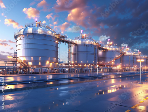 Modern Energy Infrastructure: LNG Storage Tank at Industrial Complex