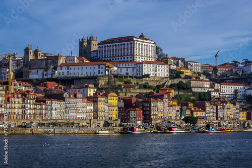 Porto city buildings seen from Vila Nova de Gaia, Portugal