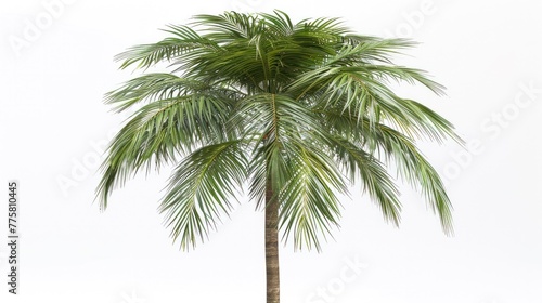 Tropical palm tree isolated on white background  perfect for summer themed designs and vacation oriented projects. Exotic plant representation.