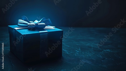open gift box in a dark scene with a blue light photo