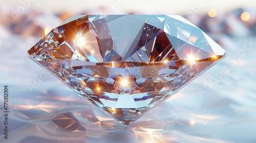 Realistic diamond on icy surface