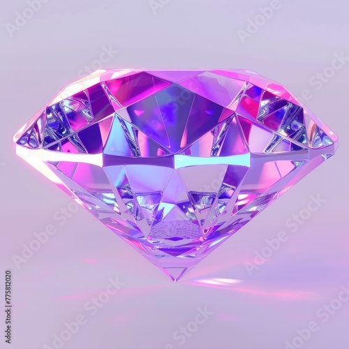 Purple diamond with light reflections on pink hue
