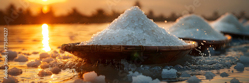Production of salt on an isle in the Indian Sea,
Salt production on the island of Mauritius in the Indian photo