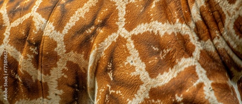 The close-up detail of a giraffes unique skin pattern photo