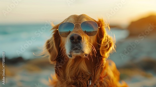 Sunglass-wearing canine relishes seaside vibes