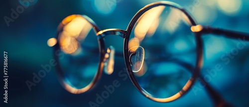 Vintage eyeglasses on a blurred background implying vision, focus, and intellectual pursuit.