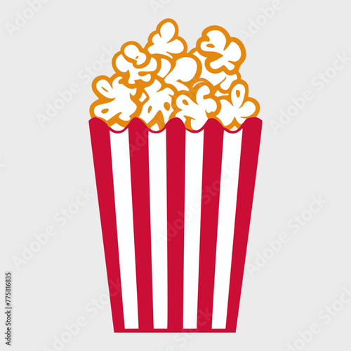 Flat design illustration of a popcorn box