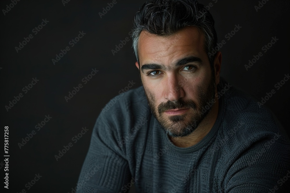 A man with a beard and glasses is wearing a gray sweater A man with a beard and glasses is wearing a gray sweater