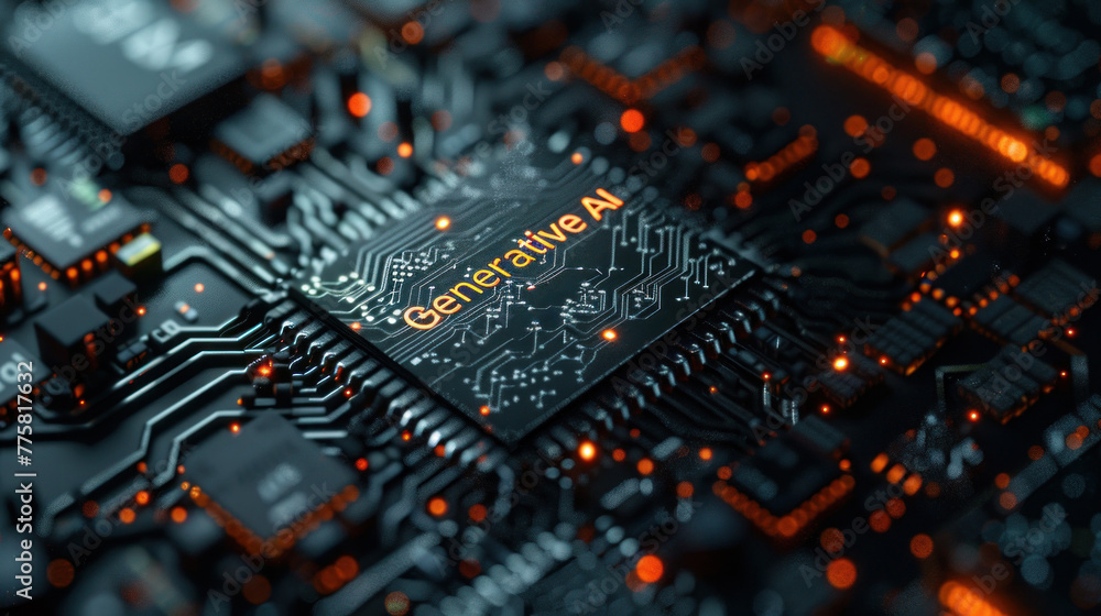 Generative AI Microchip Illustration - Ultra-modern Design Generative AI Microchip Illustration - Ultra-modern Design