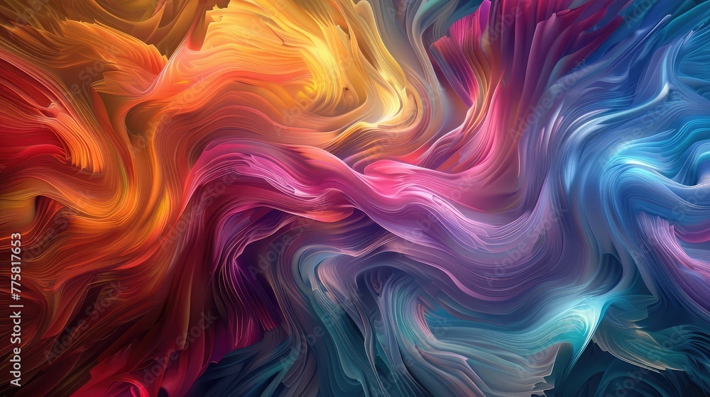  Dimensional Wave series. Creative arrangement of Swirling Color Texture. 3D Rendering of random turbulence for projects on art, creativity and design,Background colorful best quality wallpaper
 - obrazy, fototapety, plakaty 