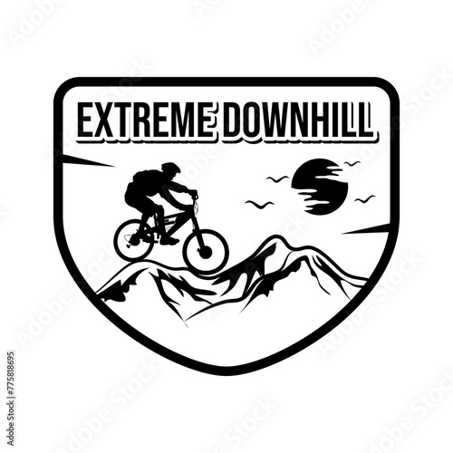 Extreme downhill mountain bike logo design black white