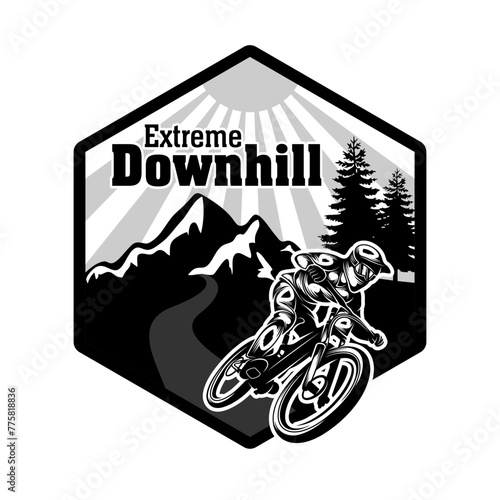 Extreme downhill mountain bike logo design black white